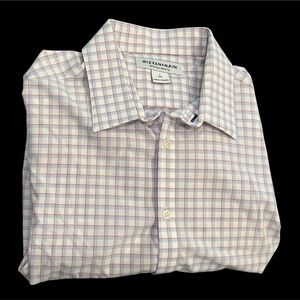 Mizzen + Main shirt mens‎ Large White Check Performance Trim Fit Button Down